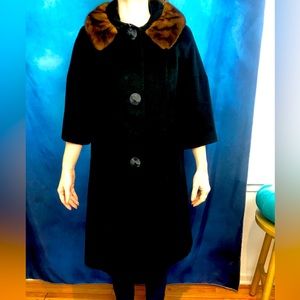 VINTAGE swing, wool coat, fur coat